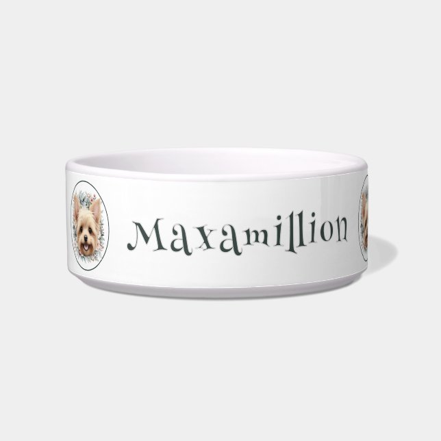 Écuelle Aquarelle Yorkie et couronne florale (Gauche)