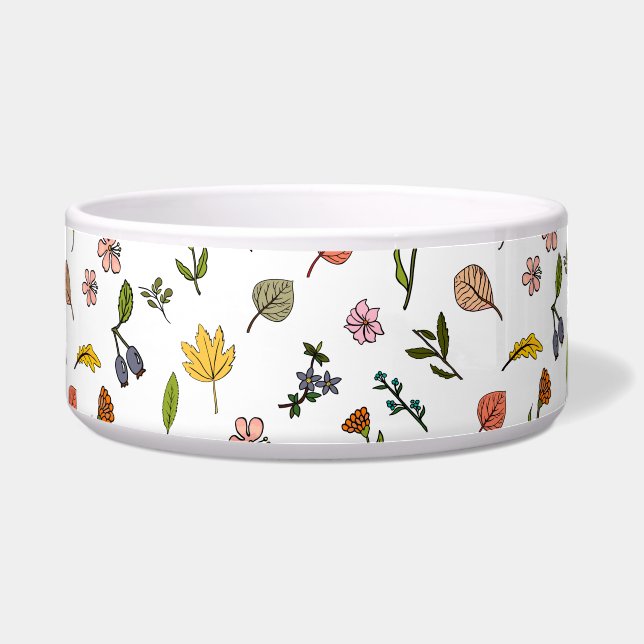 Écuelle automne rose rouge et jaune fleurs et feuilles (Devant)