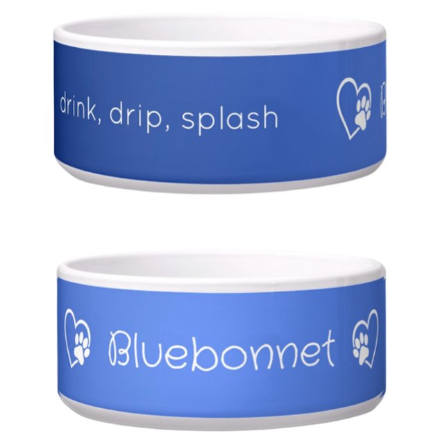 Écuelle Azure 'drink drip splash' Dog Name Bowl (Créateur téléchargé)