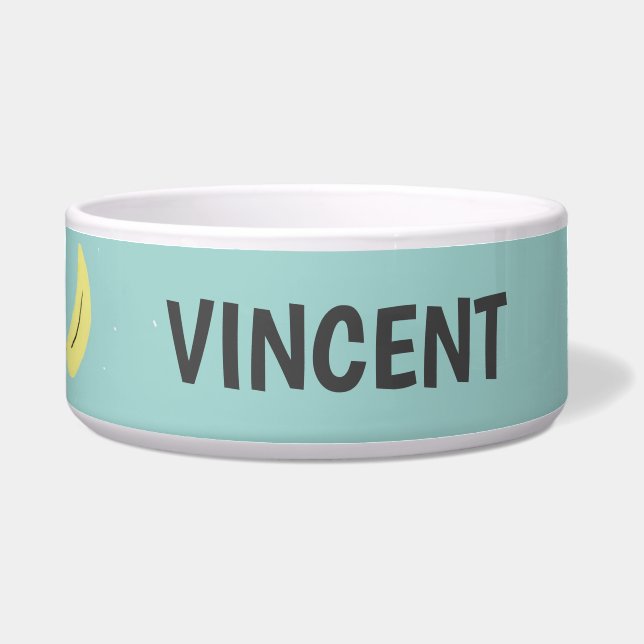 Écuelle Banane jaune dessin bleu personnalisé (Devant)