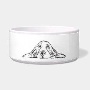 Écuelle basset hound noir blanc yeux de chiot simple 