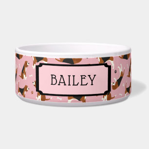 Écuelle Beagle de nom personnalisé rose Motif