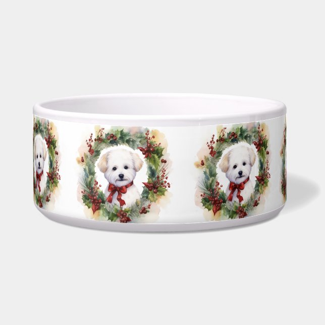 Écuelle Bichon Frise Wreath Festive Pup (Devant)