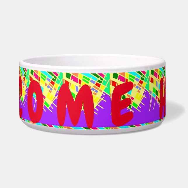 Écuelle Bienvenue maison brite splash art et message (Devant)