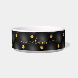 Écuelle Black Gold Diamond Tufted Nom personnalisé Bowl