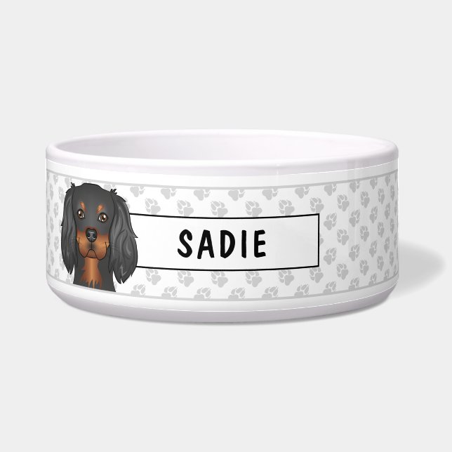 Écuelle Black & Tan Cavalier King Charles Spaniel & Paws (Devant)