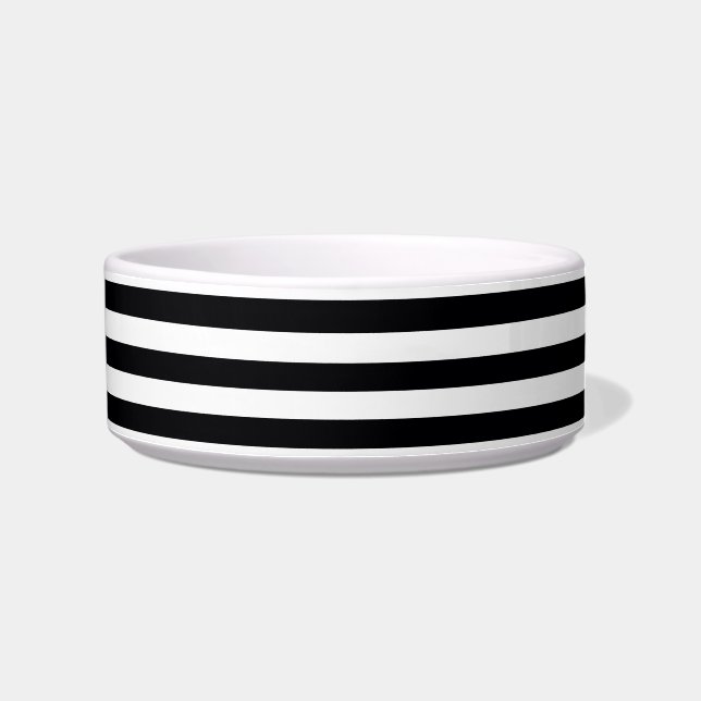 Écuelle Black White Horizontal Preppy Stripe Nom monogram (Droite)