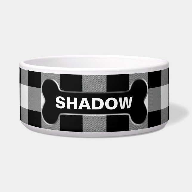 Écuelle Blanc Buffalo Check Chien Os Russe Nom Personnalis (Devant)