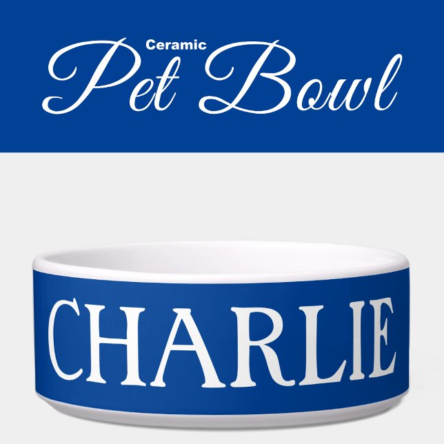 Écuelle Blanc et bleu profond avec nom chat ou chien (Créateur téléchargé)