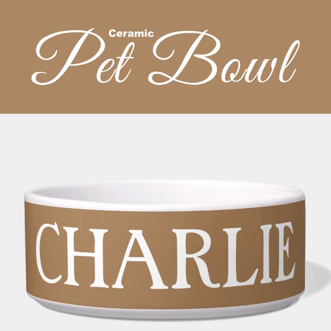 Écuelle Blanc et marron avec nom chat ou chien (Créateur téléchargé)