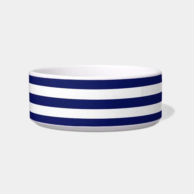 Écuelle Bleu blanc Horiz Preppy Stripe #3 Monogramme (Droite)