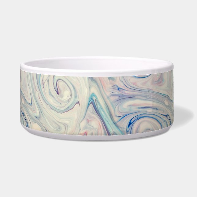 Écuelle Bleu blanc rose moderne Fluid Marbling Art Abstrai (Devant)