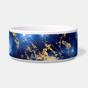 Écuelle Bleu Éblouissant, Marbre Galaxie Blanc & Or