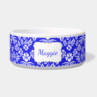 Écuelle Bleu et blanc Floral Damask Custom Pet Bowl