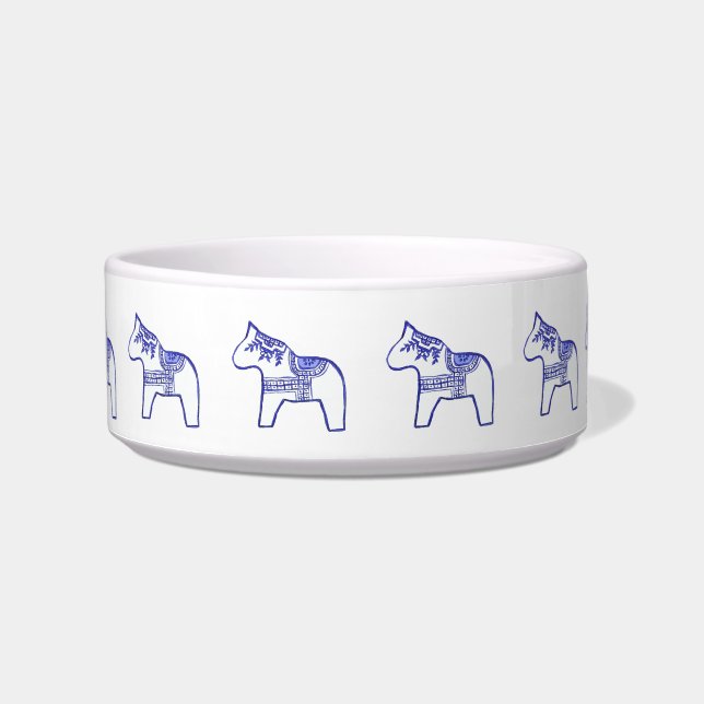 Écuelle Bleu et Blanc Horloge Chat Bowl (Devant)