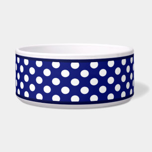 Écuelle Bleu Polka de la marine - grand bol de chien