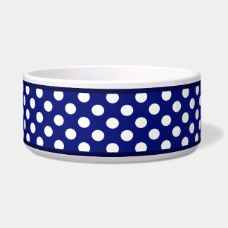 Écuelle Bleu Polka de la marine - grand bol de chien