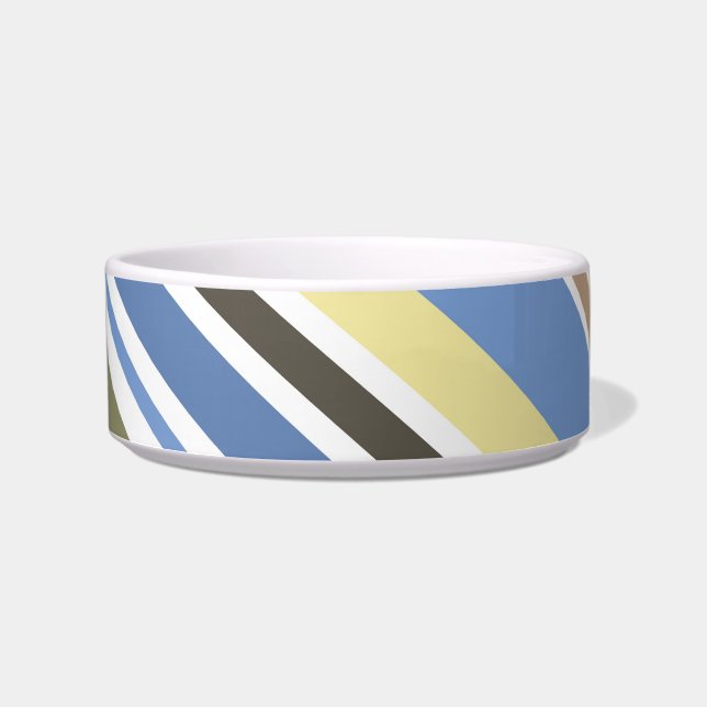Écuelle Bleu Rétro Gris Crème Gris Gris Motif Pet Bowl (Devant)