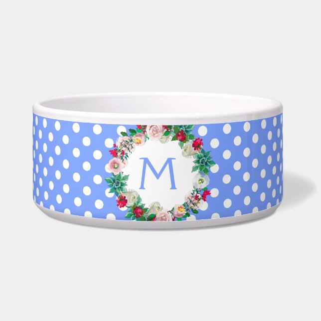 Écuelle Bleu Royal et Points Blancs avec Monogramme pour A (Devant)