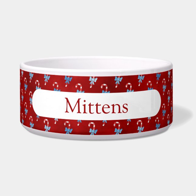 Écuelle Blue Bow Candy Cane Red Christmas Holiday  (Devant)