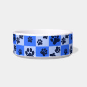 Écuelle Blue Dog Paw Print Checkerboard (Gauche)