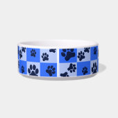 Écuelle Blue Dog Paw Print Checkerboard (Dos)