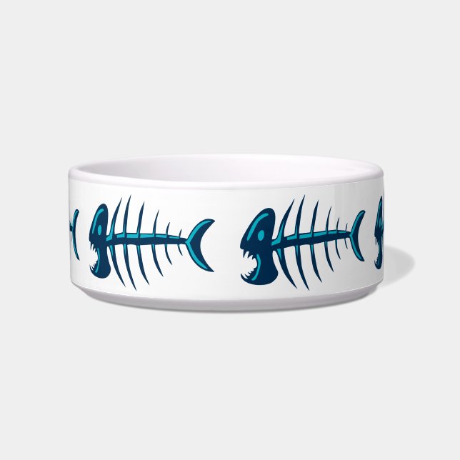 Écuelle Blue Fish Bones Skeleton Motif (Devant)