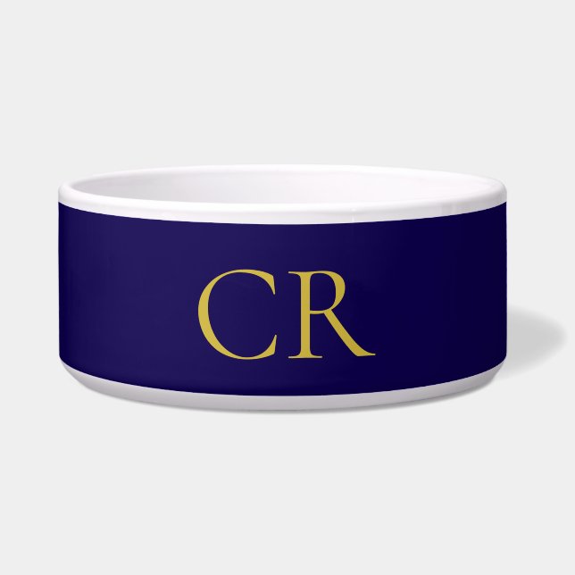 Écuelle Blue & Gold Color Monogram Modern Minimalist  (Devant)