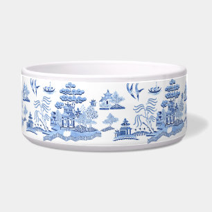 Écuelle Blue Willow Chinoiserie Ceramic Pet Bowl