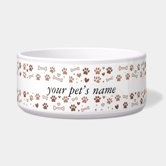 Écuelle Boho Personnalisé Pet Bowl Custom Chien ou Chat Fo (Devant)