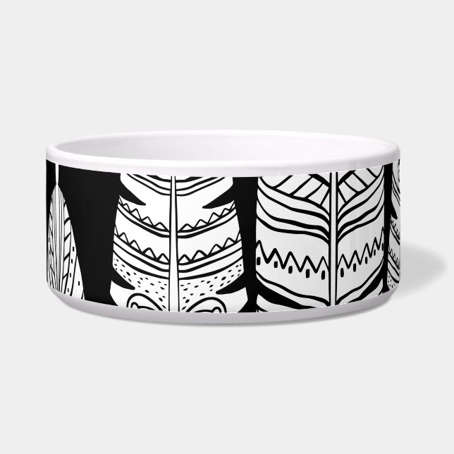 Écuelle Boho plumes : motif noir et blanc (Devant)