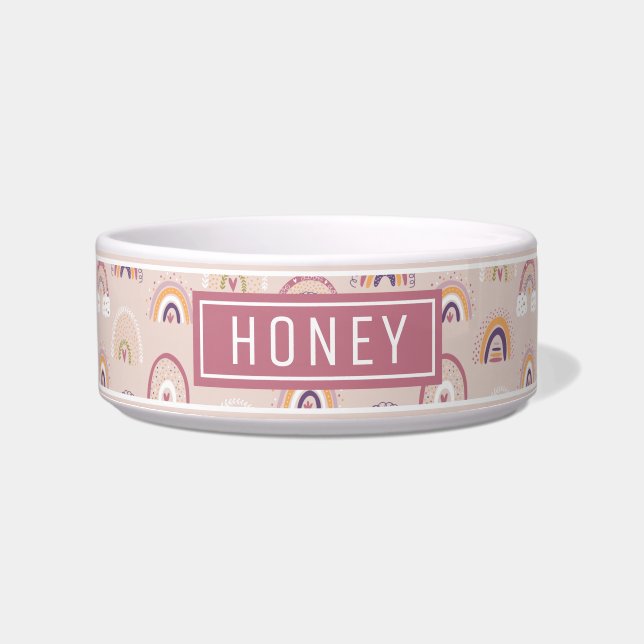 Écuelle Boho Rainbow en rose Nom Modèle Pet Bowl (Devant)