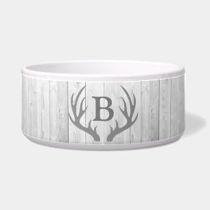 Écuelle Bois blanc rustique élégant Antlers de cerfs Mon