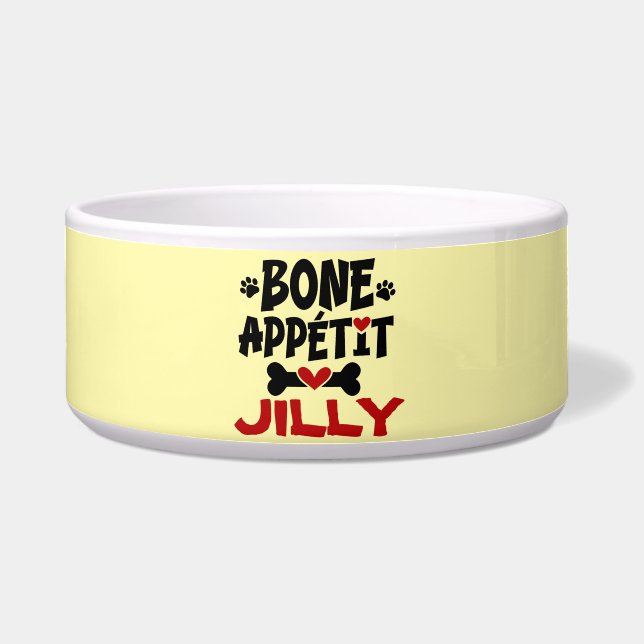 Écuelle Bol à chien Bon Appetit avec nom (Devant)