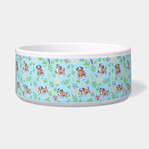 Écuelle Bol à chien Boxer motif floral de printemps pour l