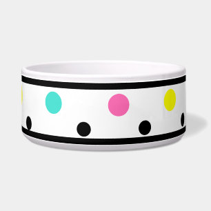 Écuelle Bol à motifs pois jaunes roses turquoise pour anim