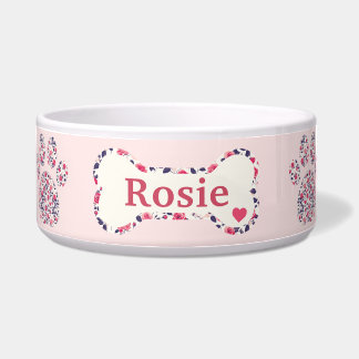 Écuelle Bol à nourriture pour chien à fleurs rose personna