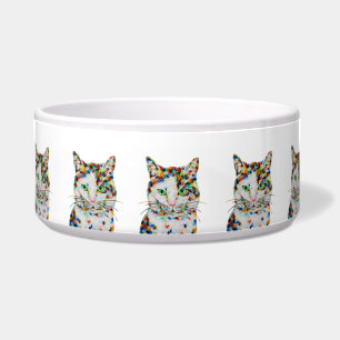 Écuelle Bol d'art blanc de chat coloré