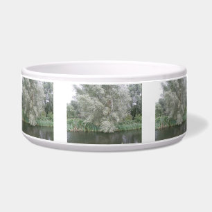 Écuelle Bol de chien de paysage de l'arbre blanc et de la