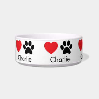 Écuelle Bol de chien personnalisé avec nom, Empreintes de