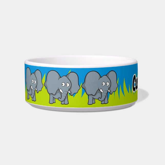 Écuelle Bol de dessin animé d'éléphant gris (Gauche)