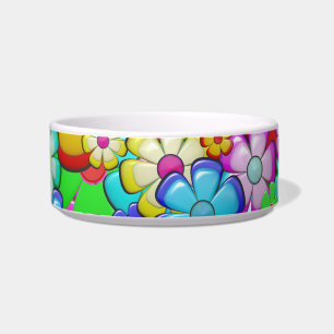 Écuelle bol de nourriture pour chat de fleurs hippie