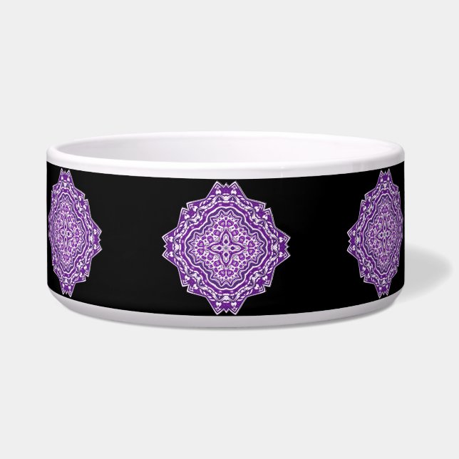Écuelle bol de nourriture pour chat mandala violet (Devant)