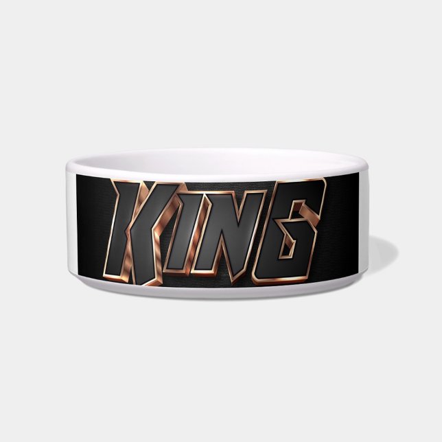 Écuelle Bol de roi pour animaux (A stylish bowl featuring the word "KING" in bold, metallic lettering!)