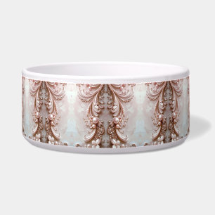 Écuelle Bol en céramique rose orné de perles et de fleurs