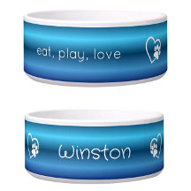 Bol 'manger, jouer, aimer' pour chien personnalisé