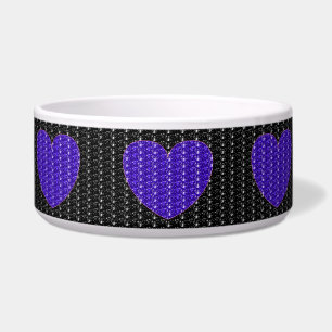Écuelle Bol noir à paillettes cœur violet pour chien