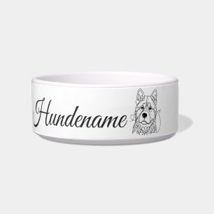 Écuelle Bol personnalisé Akita Chien Art en ligne minimali