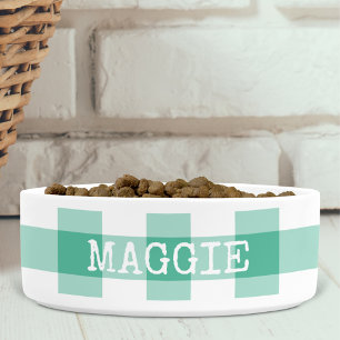 Écuelle Bol personnalisé pour chien à carreaux gingham ver
