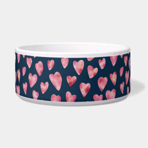 Écuelle Bol pour animal de compagnie à coeur aquarelle ble